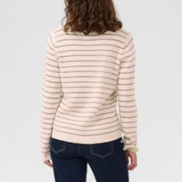 NWT CULTURE Striped Cream and light Gray womens Sweater size small - Picture 9 of 13